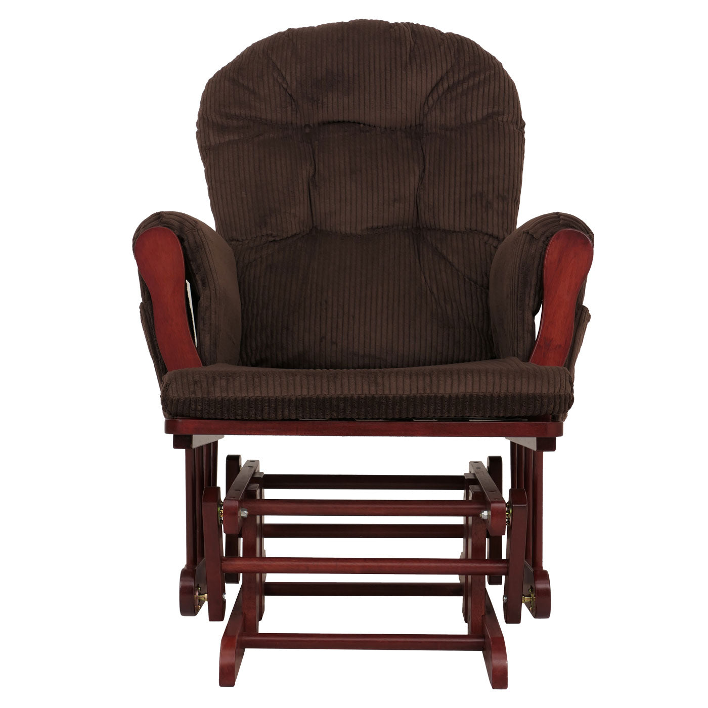 Cosmo Casa - Relax-Schommelstoel met Kruk - Stoffen Koord - Bruin - Donker Frame