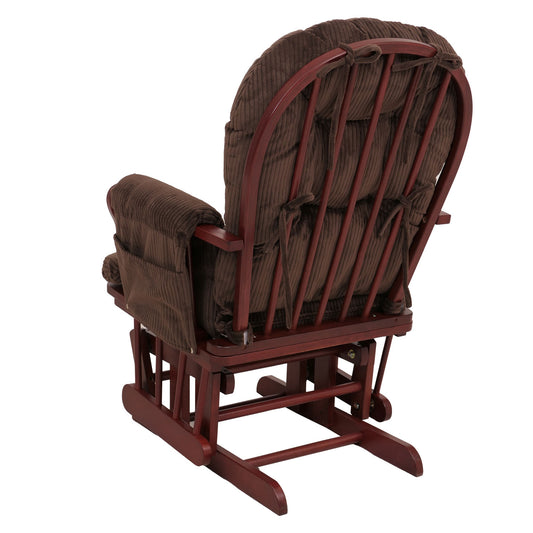 Cosmo Casa - Relax-Schommelstoel met Kruk - Stoffen Koord - Bruin - Donker Frame