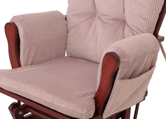 Cosmo Casa - Relax-Schommelstoel met Kruk - Stoffen Koord - Roze - Donker Frame