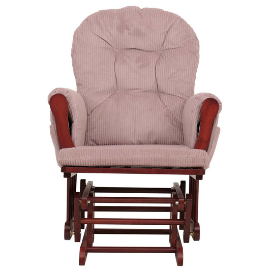 Cosmo Casa - Relax-Schommelstoel met Kruk - Stoffen Koord - Roze - Donker Frame