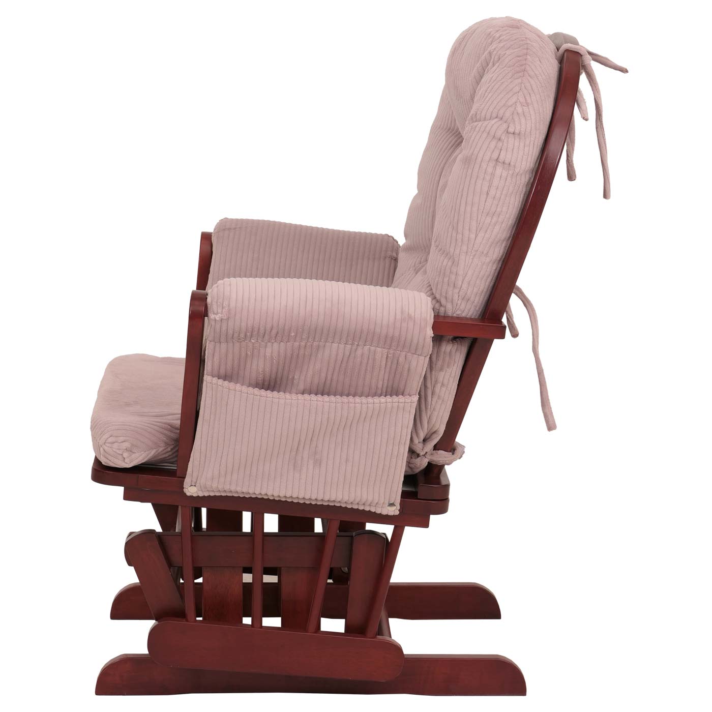 Cosmo Casa - Relax-Schommelstoel met Kruk - Stoffen Koord - Roze - Donker Frame