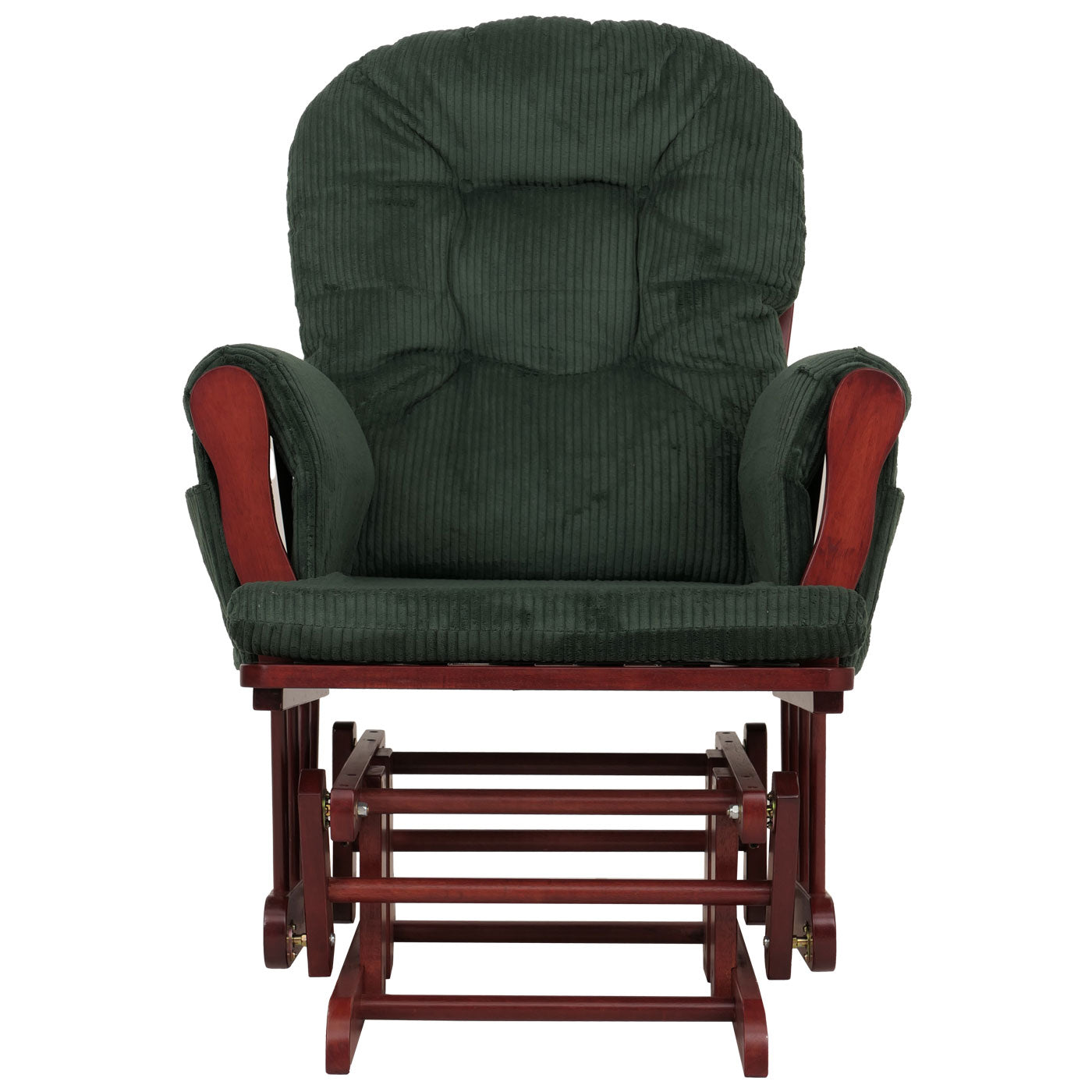 Cosmo Casa - Relax-Schommelstoel met Kruk - Stoffen Koord - Groen - Donker Frame