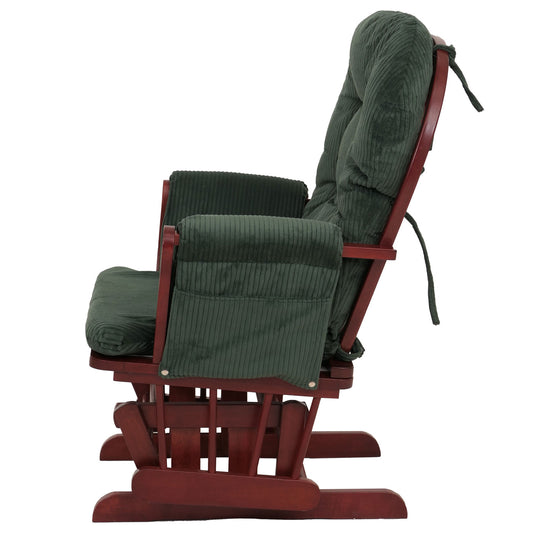 Cosmo Casa - Relax-Schommelstoel met Kruk - Stoffen Koord - Groen - Donker Frame