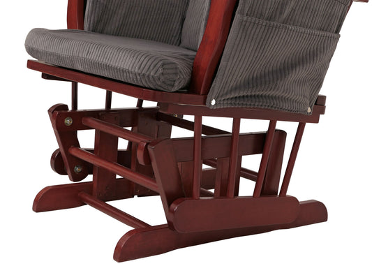 Cosmo Casa - Relax-Schommelstoel met Kruk - Stoffen Koord - Donkergrijs - Donker Frame