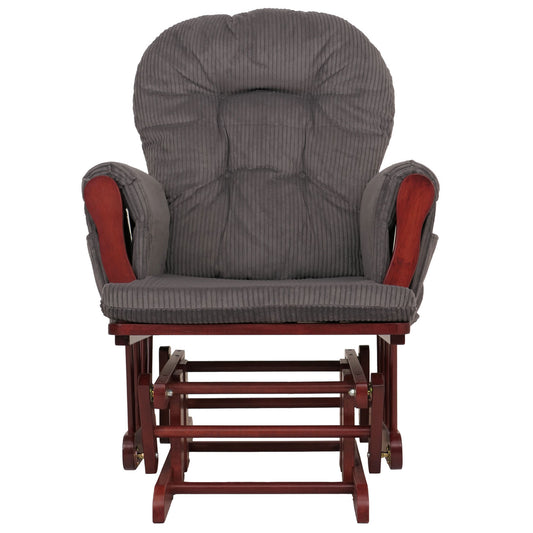 Cosmo Casa - Relax-Schommelstoel met Kruk - Stoffen Koord - Donkergrijs - Donker Frame