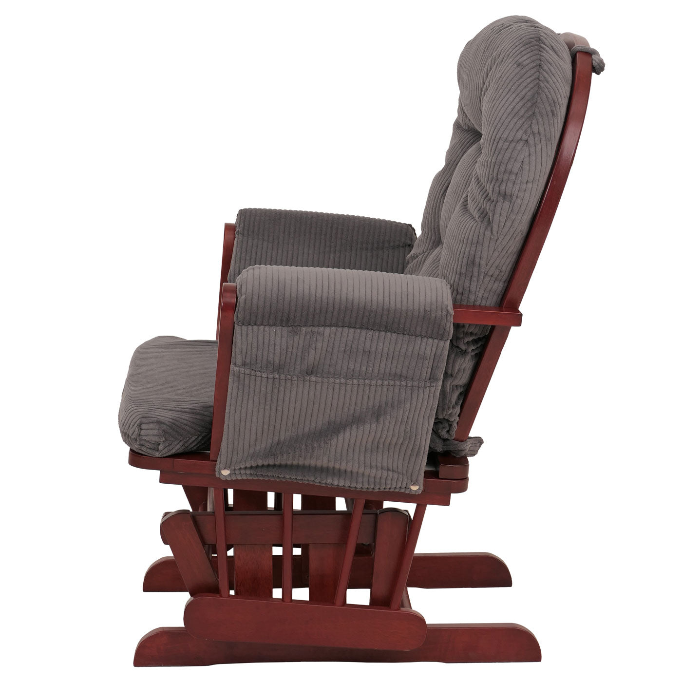 Cosmo Casa - Relax-Schommelstoel met Kruk - Stoffen Koord - Donkergrijs - Donker Frame