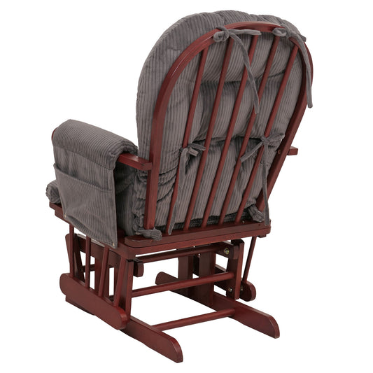 Cosmo Casa - Relax-Schommelstoel met Kruk - Stoffen Koord - Donkergrijs - Donker Frame