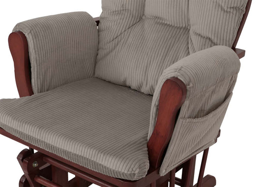 Cosmo Casa - Relax-Schommelstoel met Kruk - Stoffen Koord - Lichtgrijs - Donker Frame