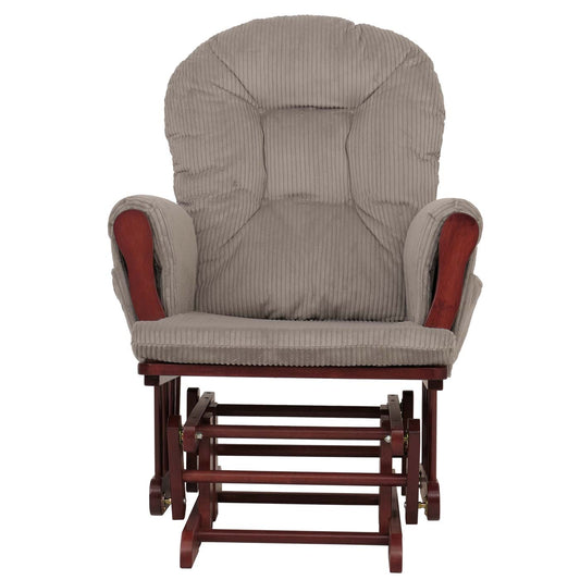 Cosmo Casa - Relax-Schommelstoel met Kruk - Stoffen Koord - Lichtgrijs - Donker Frame