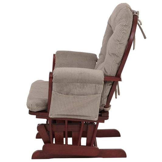 Cosmo Casa - Relax-Schommelstoel met Kruk - Stoffen Koord - Lichtgrijs - Donker Frame