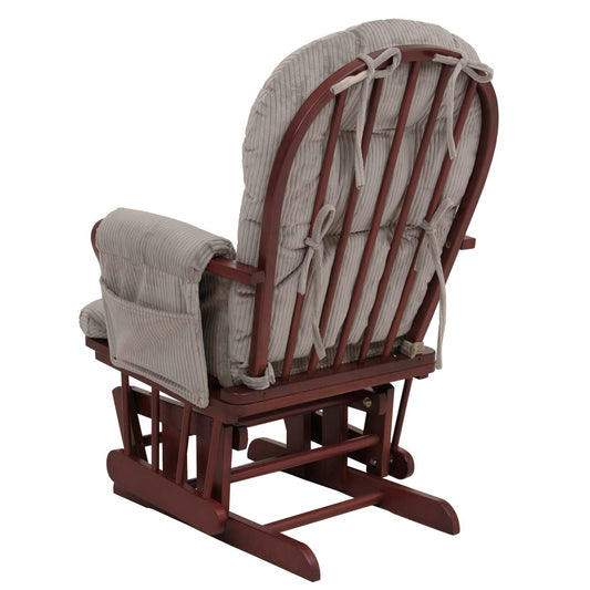 Cosmo Casa - Relax-Schommelstoel met Kruk - Stoffen Koord - Lichtgrijs - Donker Frame