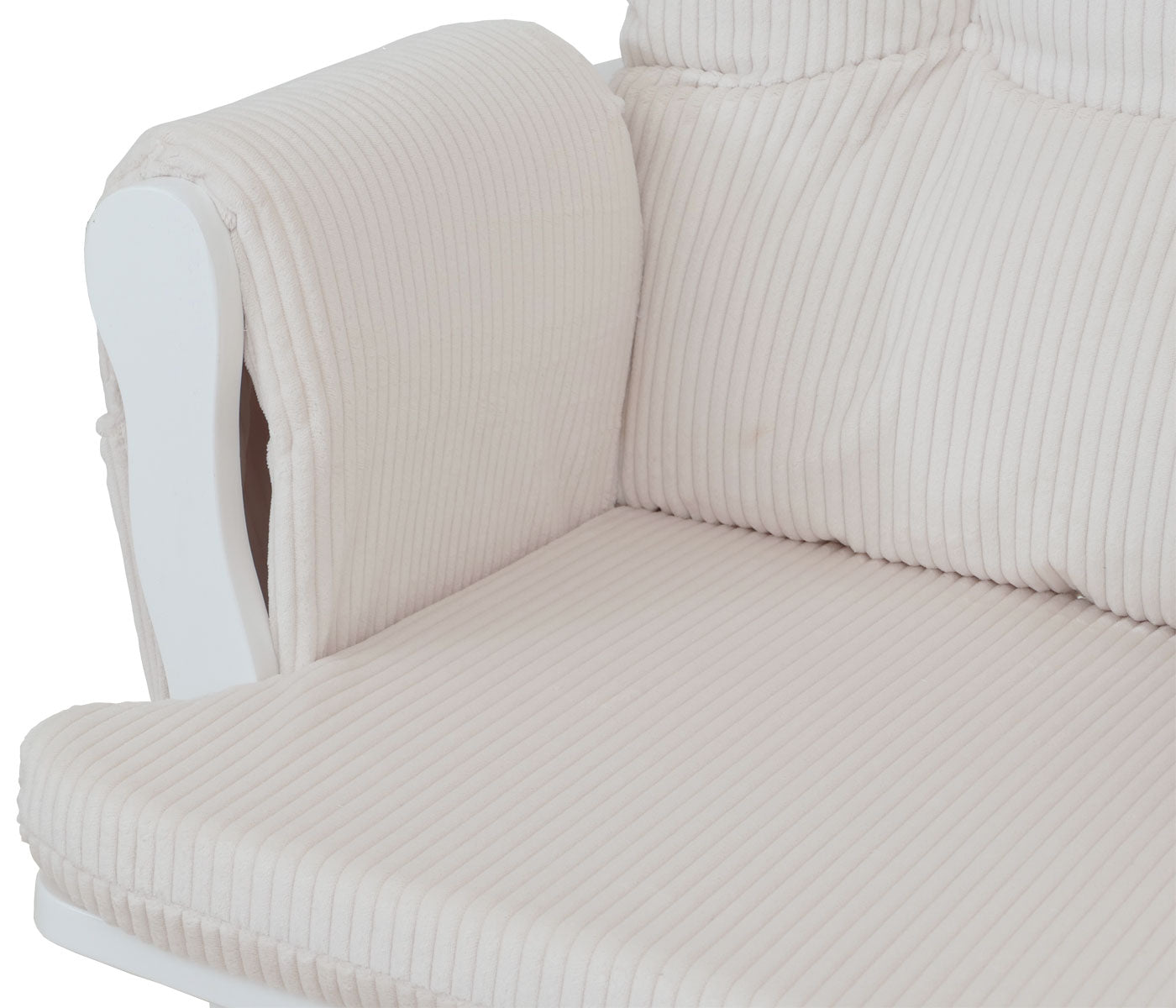 Cosmo Casa - Ontspannings-Schommelstoel met Kruk - Stoffen Koord - Crème - Wit Frame