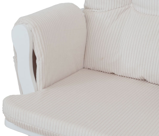 Cosmo Casa - Ontspannings-Schommelstoel met Kruk - Stoffen Koord - Crème - Wit Frame