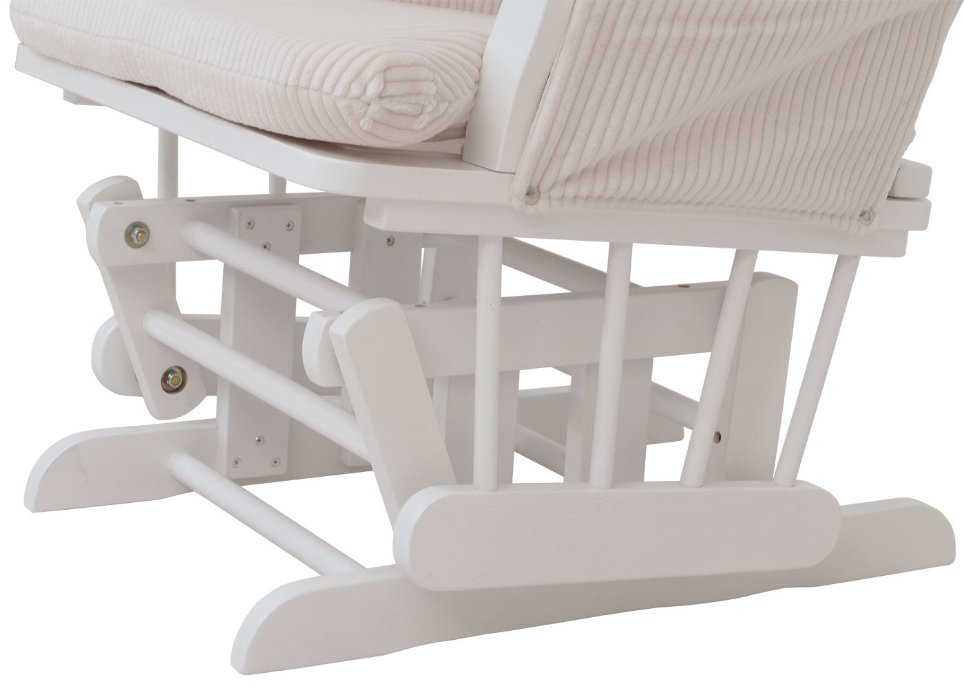 Cosmo Casa - Ontspannings-Schommelstoel met Kruk - Stoffen Koord - Crème - Wit Frame