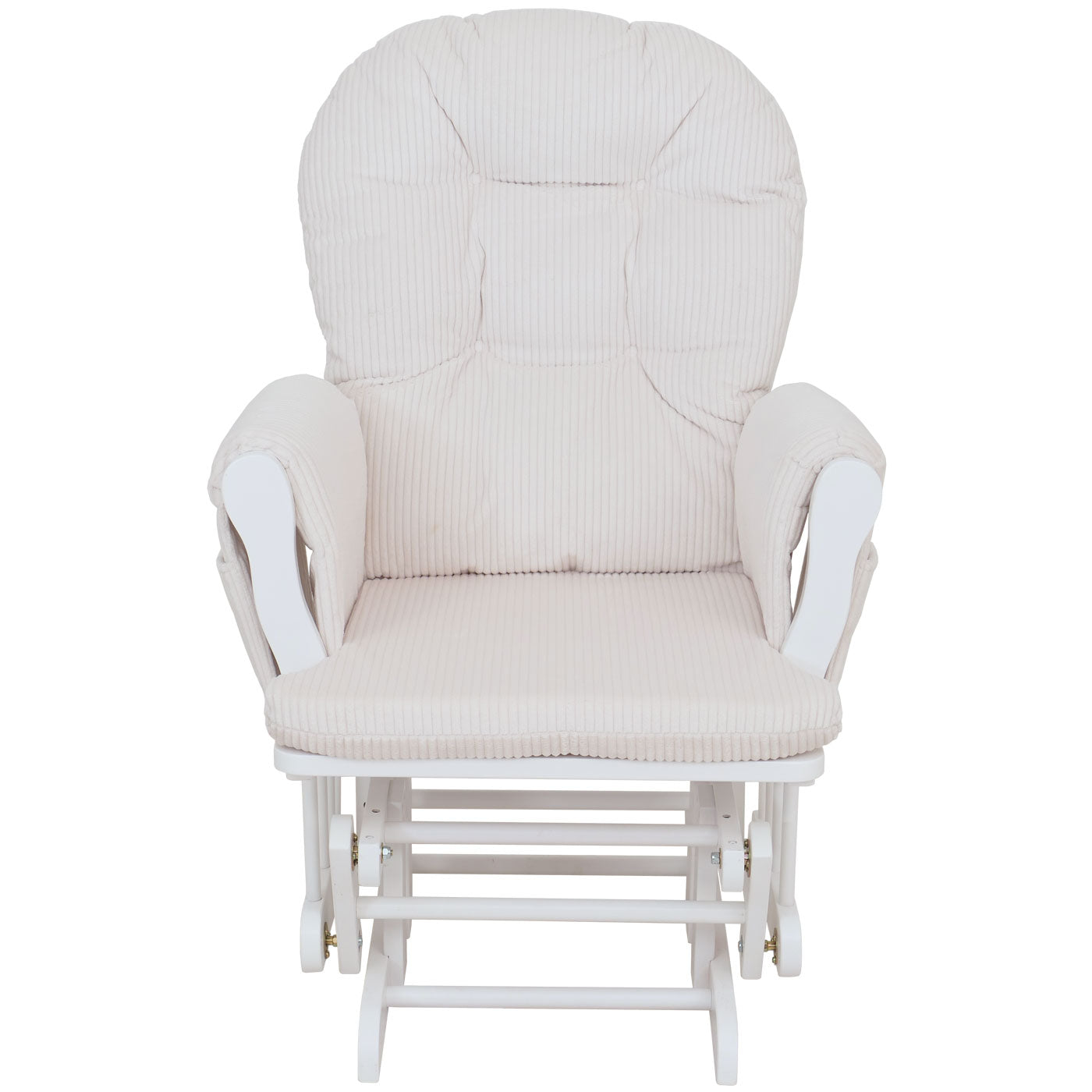 Cosmo Casa - Ontspannings-Schommelstoel met Kruk - Stoffen Koord - Crème - Wit Frame