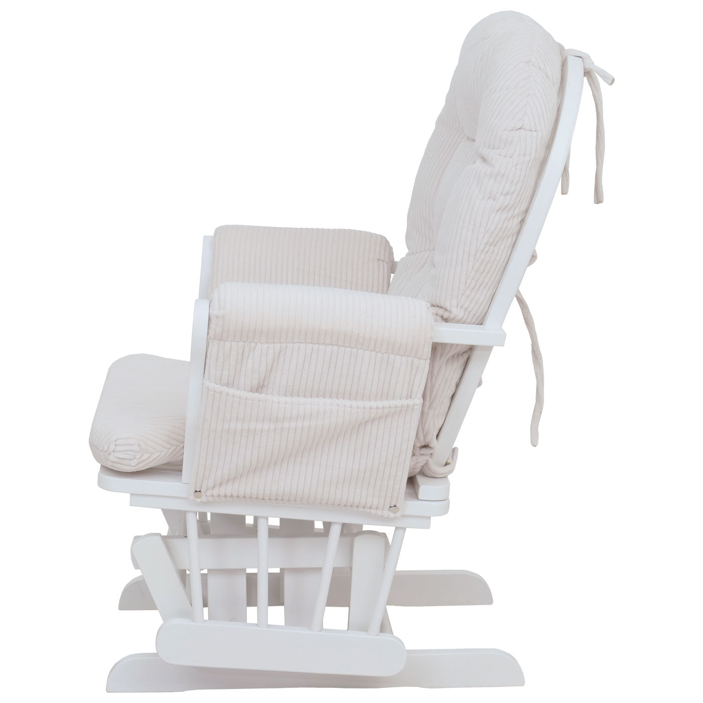 Cosmo Casa - Ontspannings-Schommelstoel met Kruk - Stoffen Koord - Crème - Wit Frame