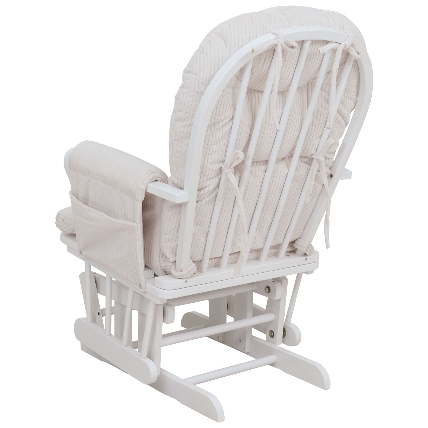 Cosmo Casa - Ontspannings-Schommelstoel met Kruk - Stoffen Koord - Crème - Wit Frame