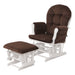 Cosmo Casa - Relax-Schommelstoel met Kruk - Stoffen Koord - Bruin - Wit Frame
