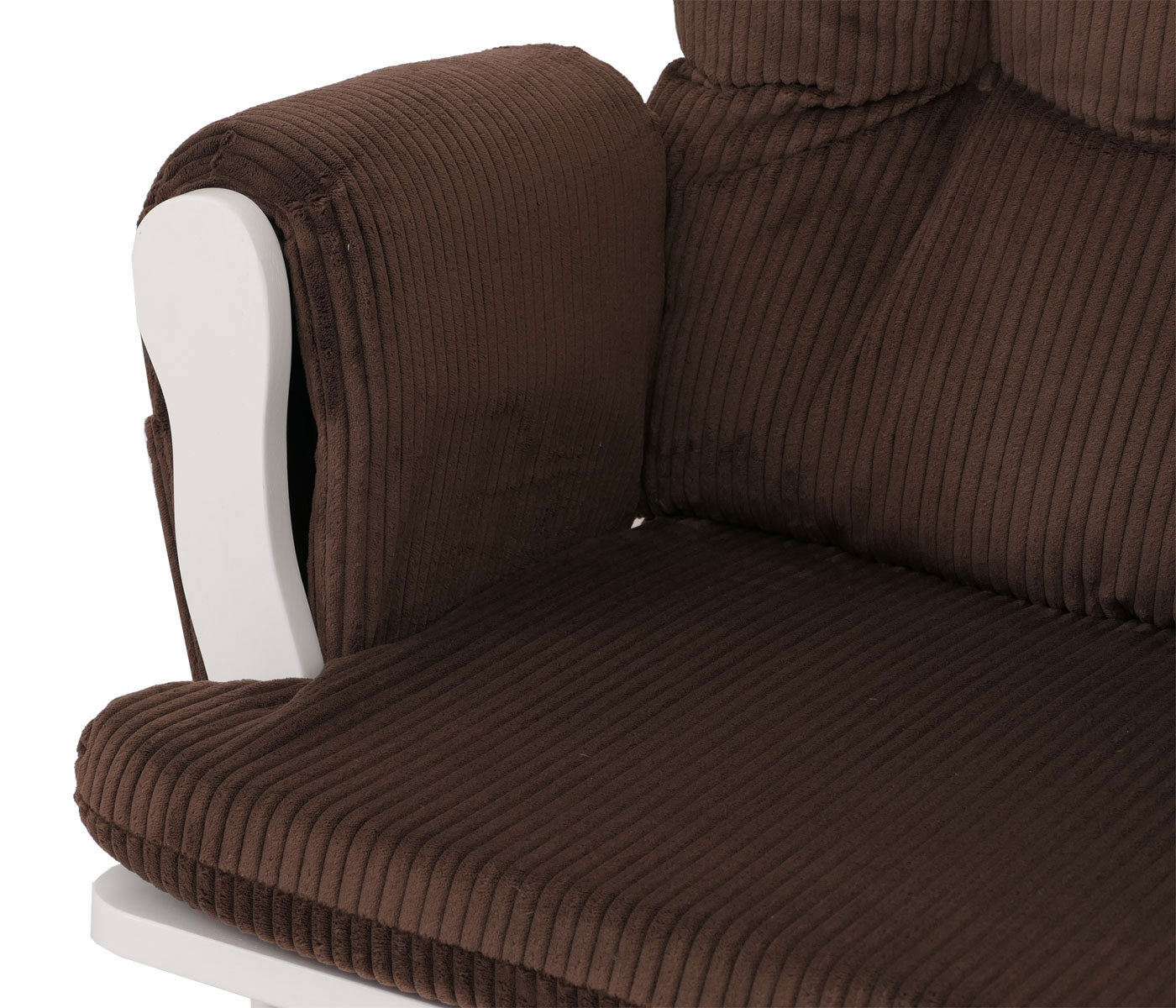 Cosmo Casa - Relax-Schommelstoel met Kruk - Stoffen Koord - Bruin - Wit Frame