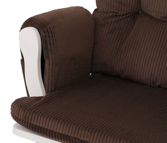 Cosmo Casa - Relax-Schommelstoel met Kruk - Stoffen Koord - Bruin - Wit Frame