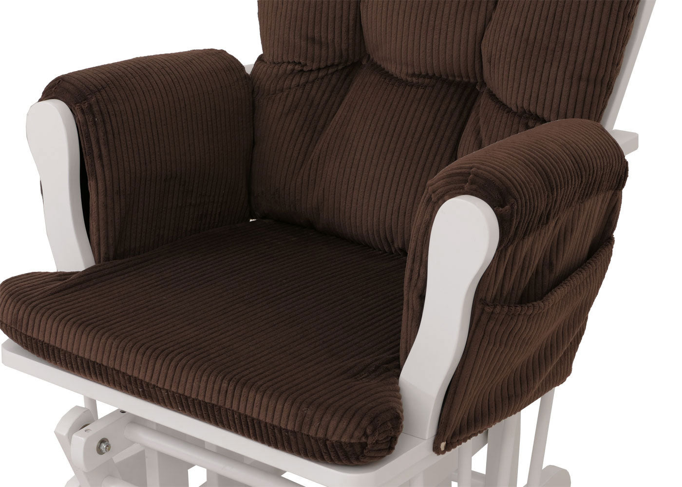 Cosmo Casa - Relax-Schommelstoel met Kruk - Stoffen Koord - Bruin - Wit Frame