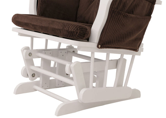 Cosmo Casa - Relax-Schommelstoel met Kruk - Stoffen Koord - Bruin - Wit Frame