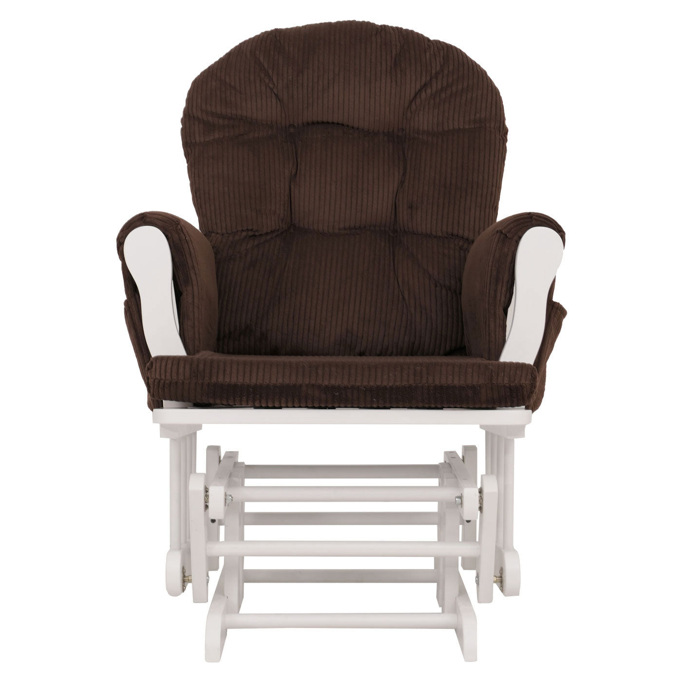 Cosmo Casa - Relax-Schommelstoel met Kruk - Stoffen Koord - Bruin - Wit Frame