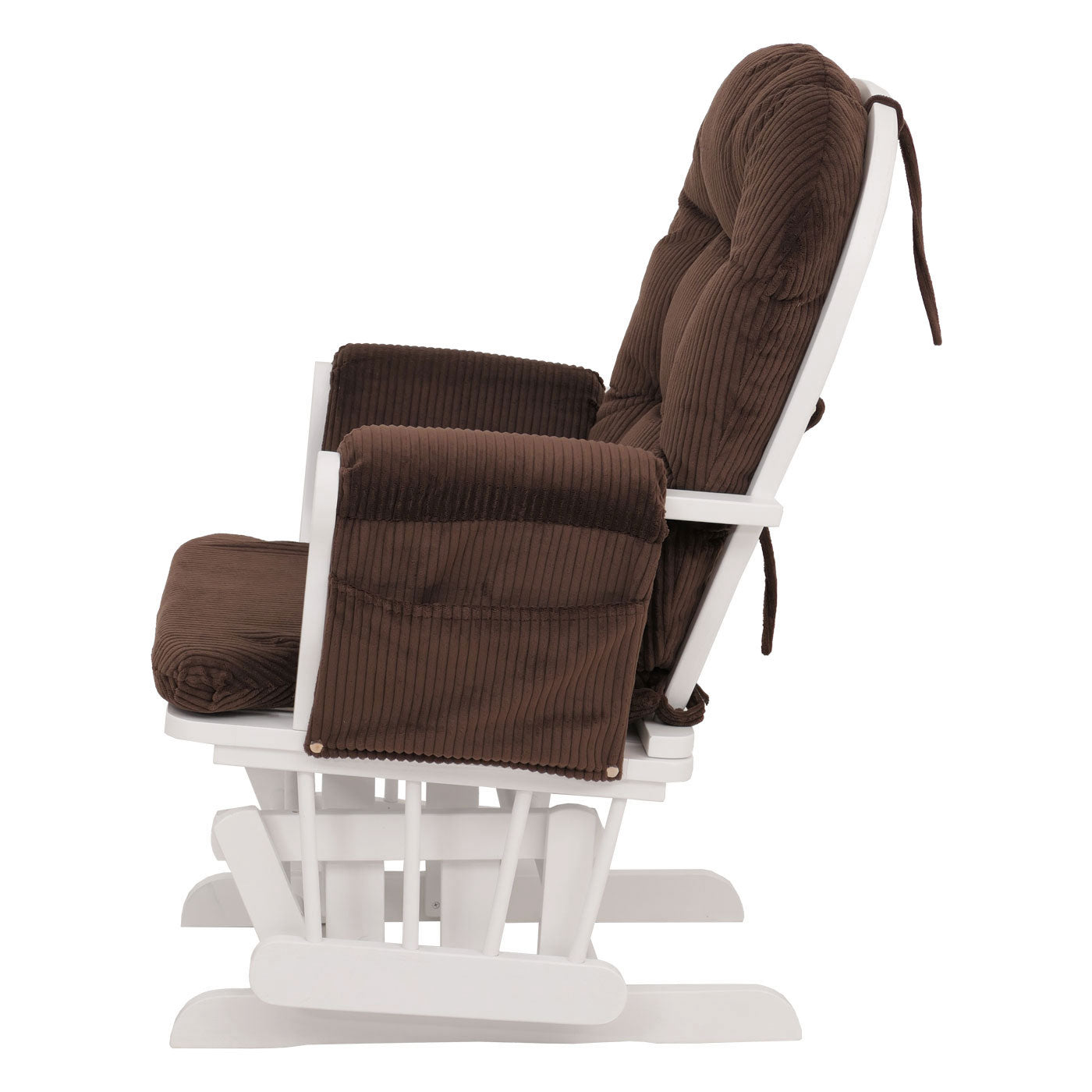 Cosmo Casa - Relax-Schommelstoel met Kruk - Stoffen Koord - Bruin - Wit Frame