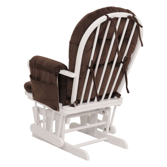 Cosmo Casa - Relax-Schommelstoel met Kruk - Stoffen Koord - Bruin - Wit Frame