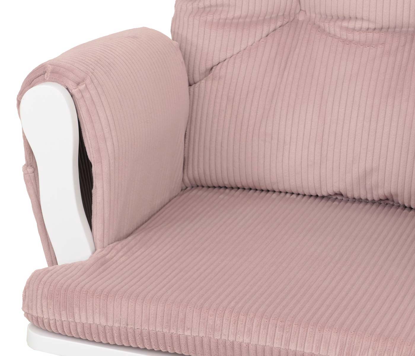 Cosmo Casa - Relax-Schommelstoel met Kruk - Stoffen Koord - Roze - Wit Frame