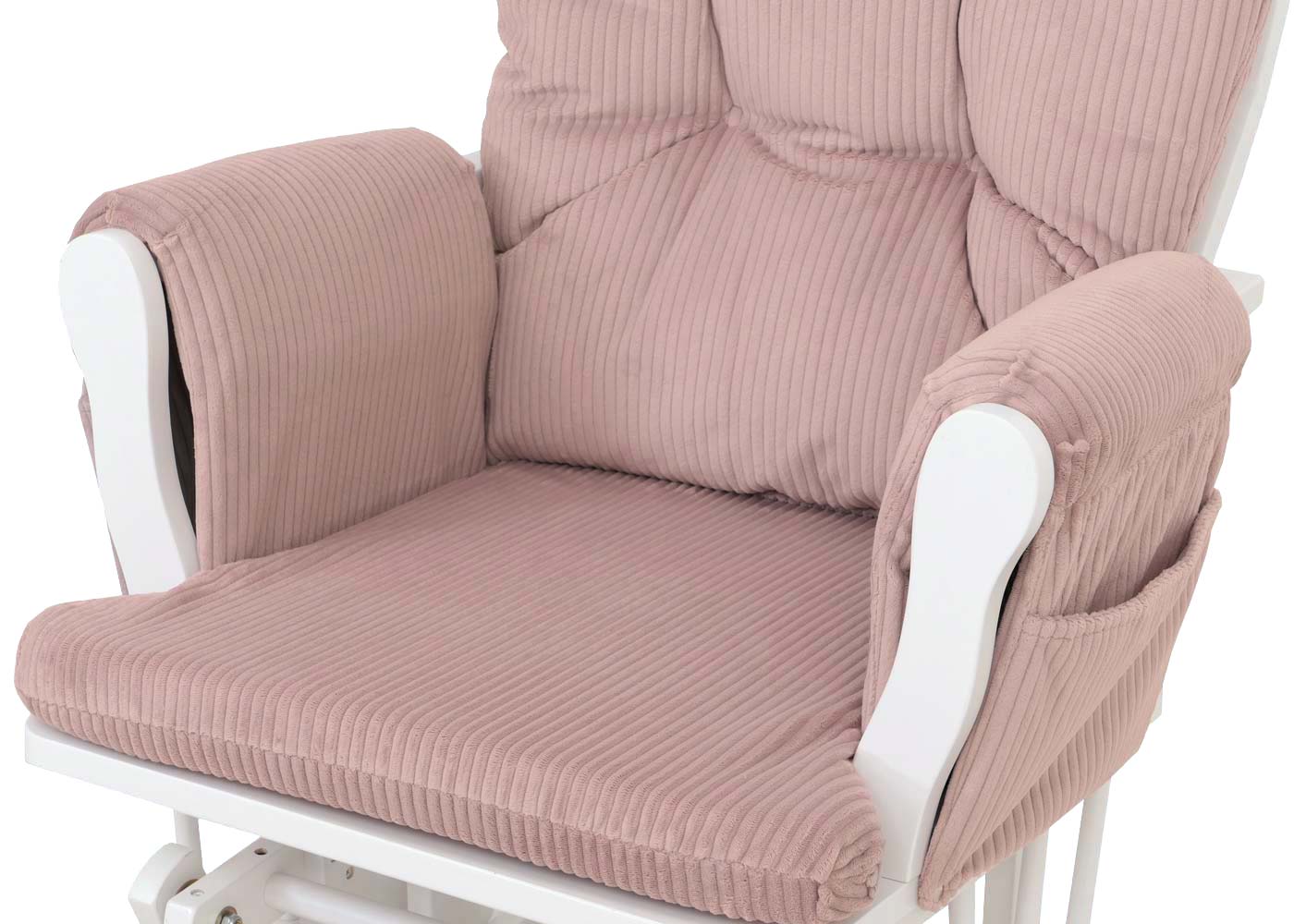 Cosmo Casa - Relax-Schommelstoel met Kruk - Stoffen Koord - Roze - Wit Frame