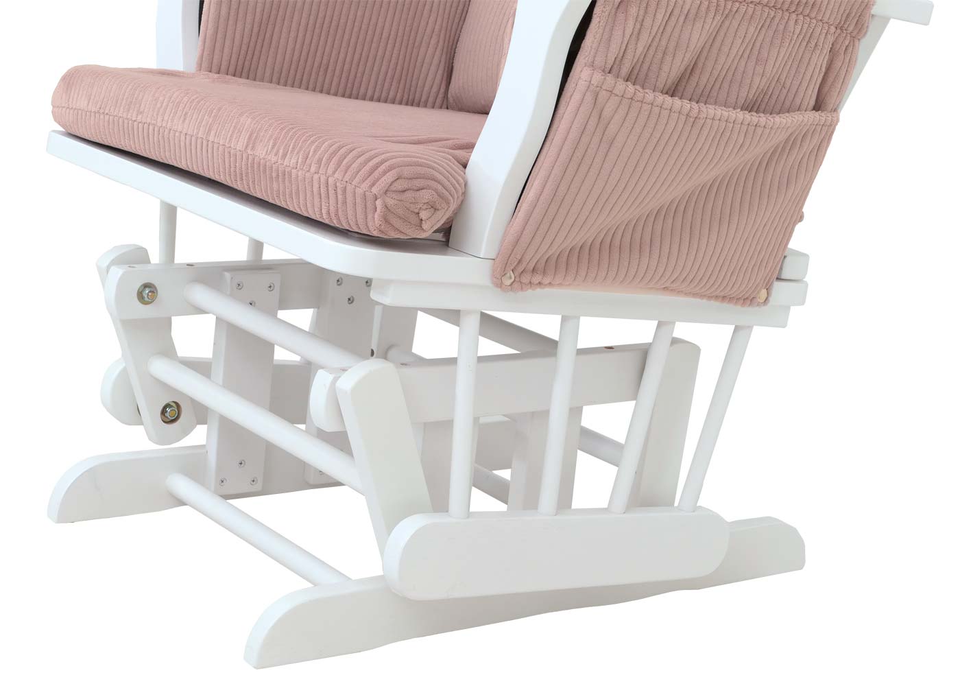 Cosmo Casa - Relax-Schommelstoel met Kruk - Stoffen Koord - Roze - Wit Frame