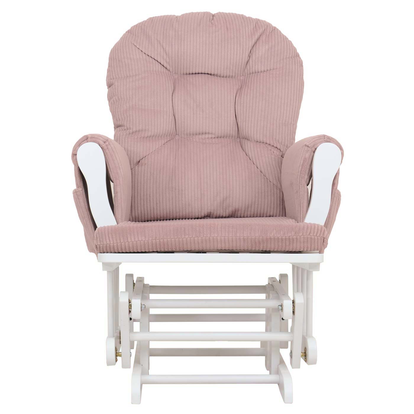 Cosmo Casa - Relax-Schommelstoel met Kruk - Stoffen Koord - Roze - Wit Frame