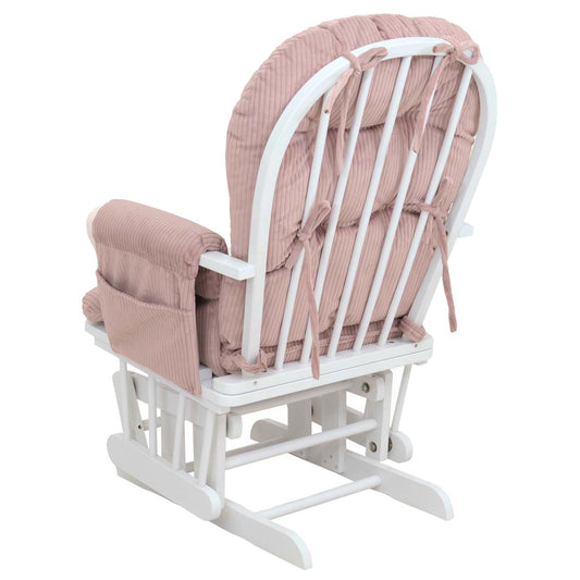 Cosmo Casa - Relax-Schommelstoel met Kruk - Stoffen Koord - Roze - Wit Frame