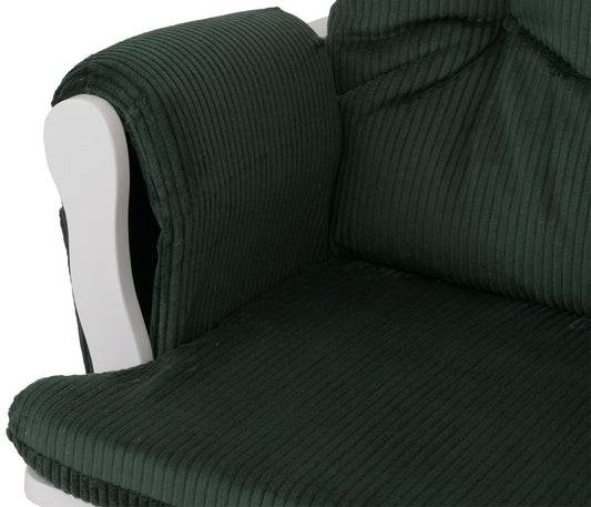 Cosmo Casa - Ontspannings-Schommelstoel met Kruk - Stoffen Koord - Groen - Wit Frame