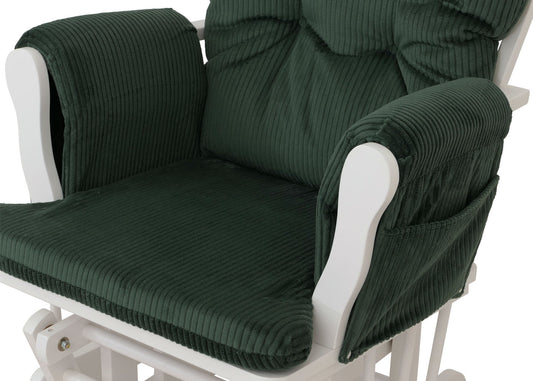 Cosmo Casa - Ontspannings-Schommelstoel met Kruk - Stoffen Koord - Groen - Wit Frame