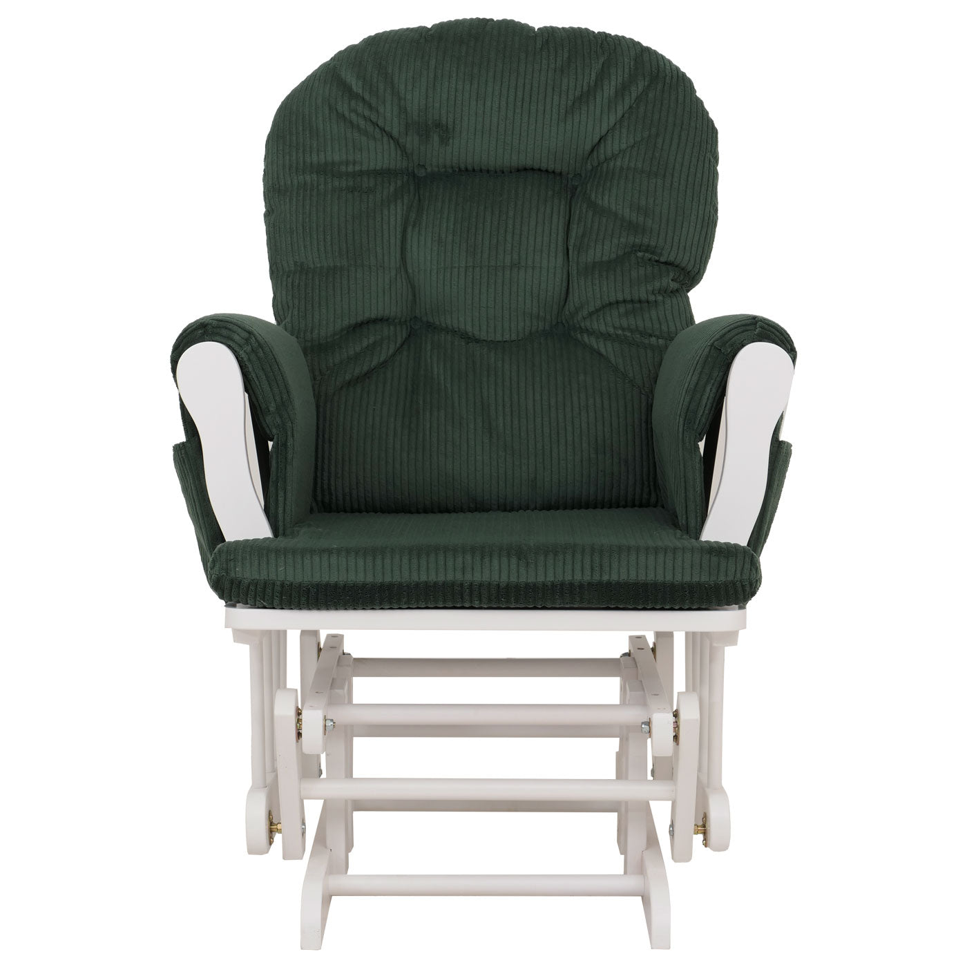 Cosmo Casa - Ontspannings-Schommelstoel met Kruk - Stoffen Koord - Groen - Wit Frame