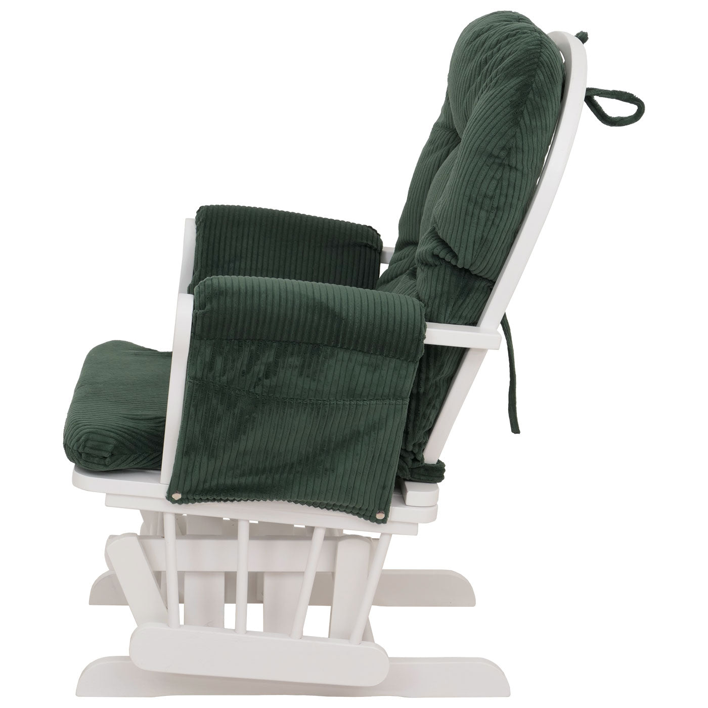 Cosmo Casa - Ontspannings-Schommelstoel met Kruk - Stoffen Koord - Groen - Wit Frame