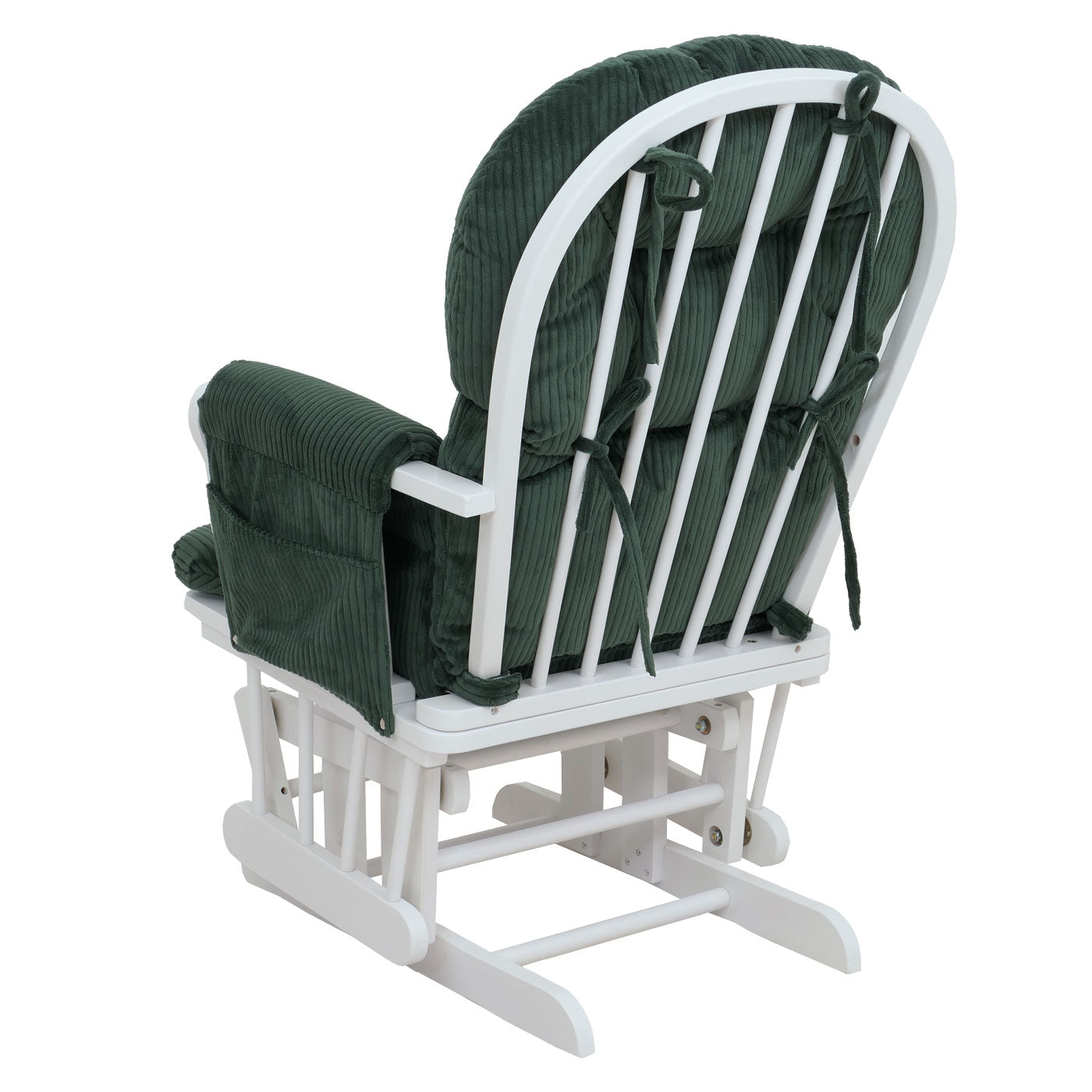 Cosmo Casa - Ontspannings-Schommelstoel met Kruk - Stoffen Koord - Groen - Wit Frame