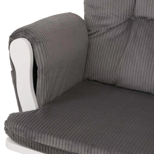 Cosmo Casa - Relax-Schommelstoel met Kruk - Stoffen Koord - Donkergrijs - Wit Frame