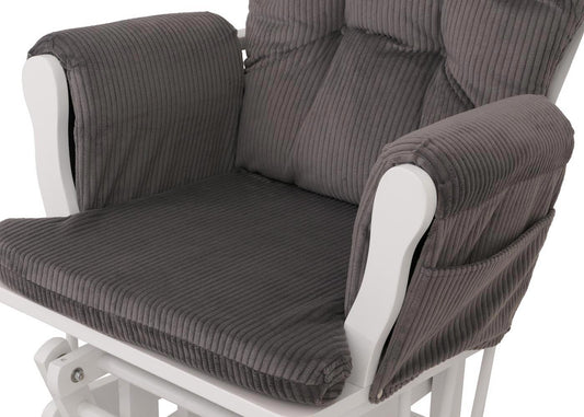 Cosmo Casa - Relax-Schommelstoel met Kruk - Stoffen Koord - Donkergrijs - Wit Frame