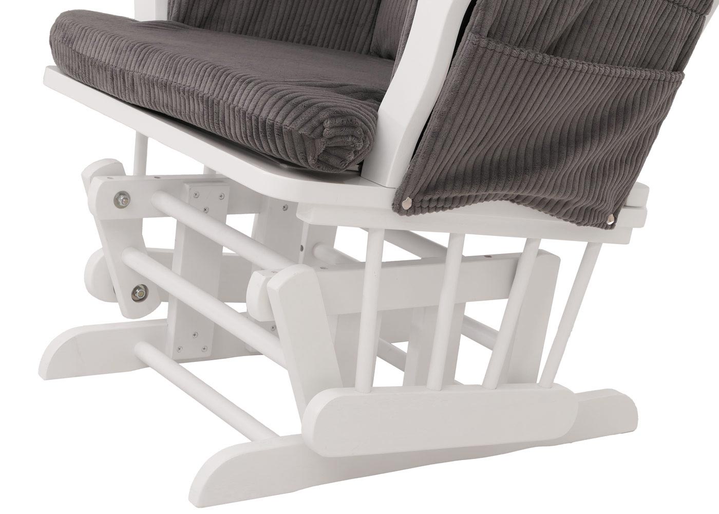 Cosmo Casa - Relax-Schommelstoel met Kruk - Stoffen Koord - Donkergrijs - Wit Frame