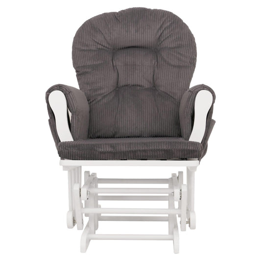 Cosmo Casa - Relax-Schommelstoel met Kruk - Stoffen Koord - Donkergrijs - Wit Frame