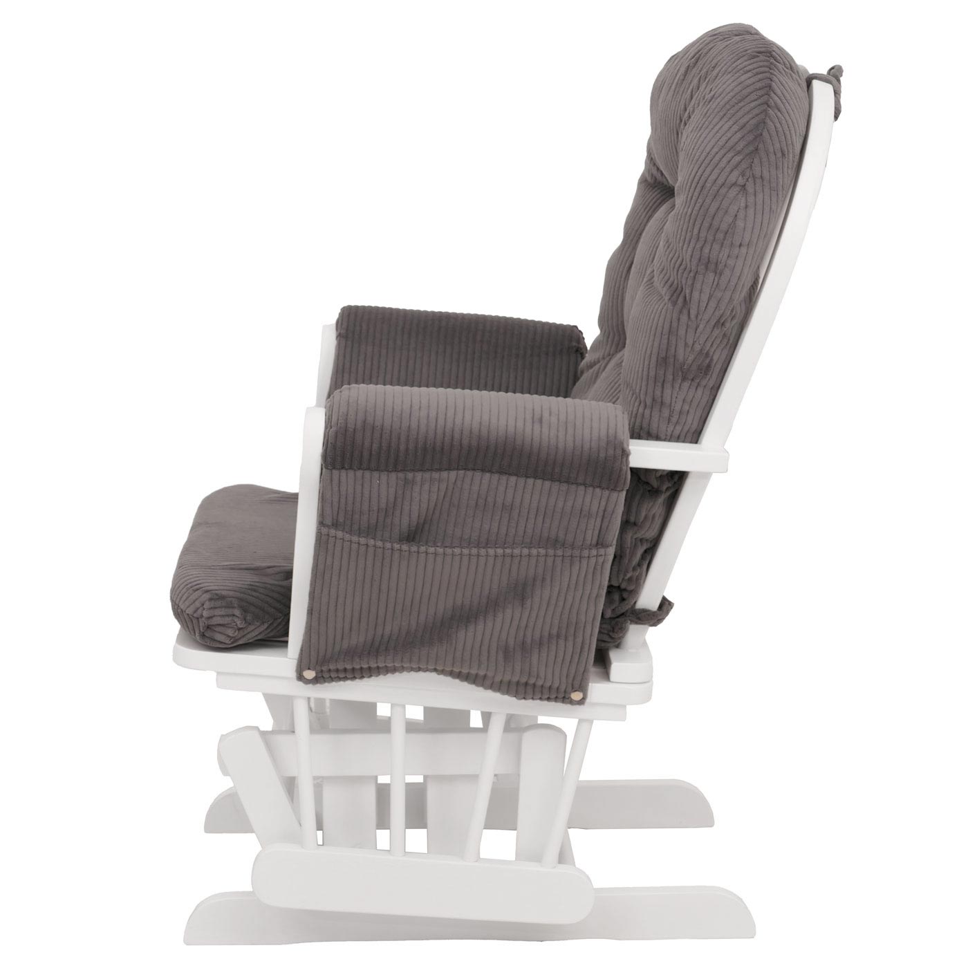 Cosmo Casa - Relax-Schommelstoel met Kruk - Stoffen Koord - Donkergrijs - Wit Frame