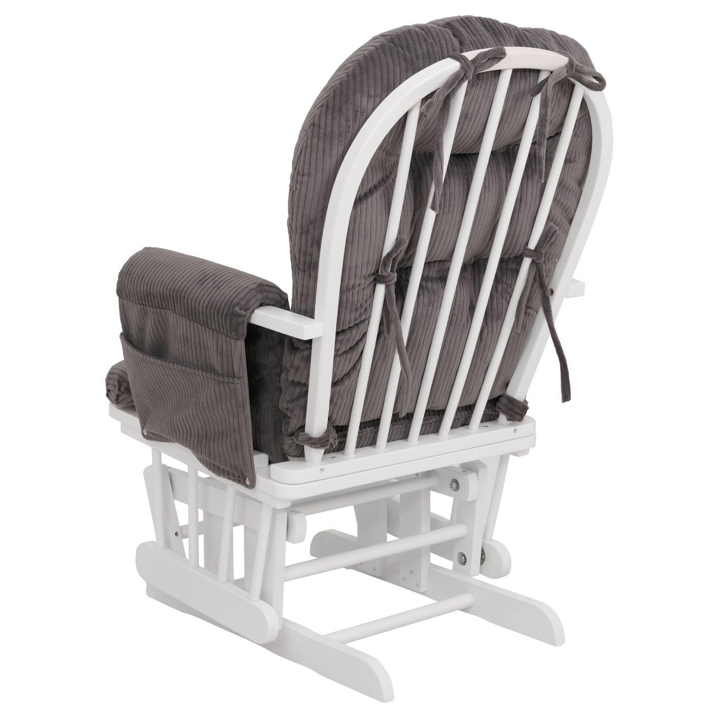 Cosmo Casa - Relax-Schommelstoel met Kruk - Stoffen Koord - Donkergrijs - Wit Frame