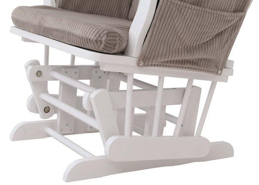 Cosmo Casa - Ontspannings-Schommelstoel met Kruk - Stoffen Koord - Lichtgrijs - Wit Frame