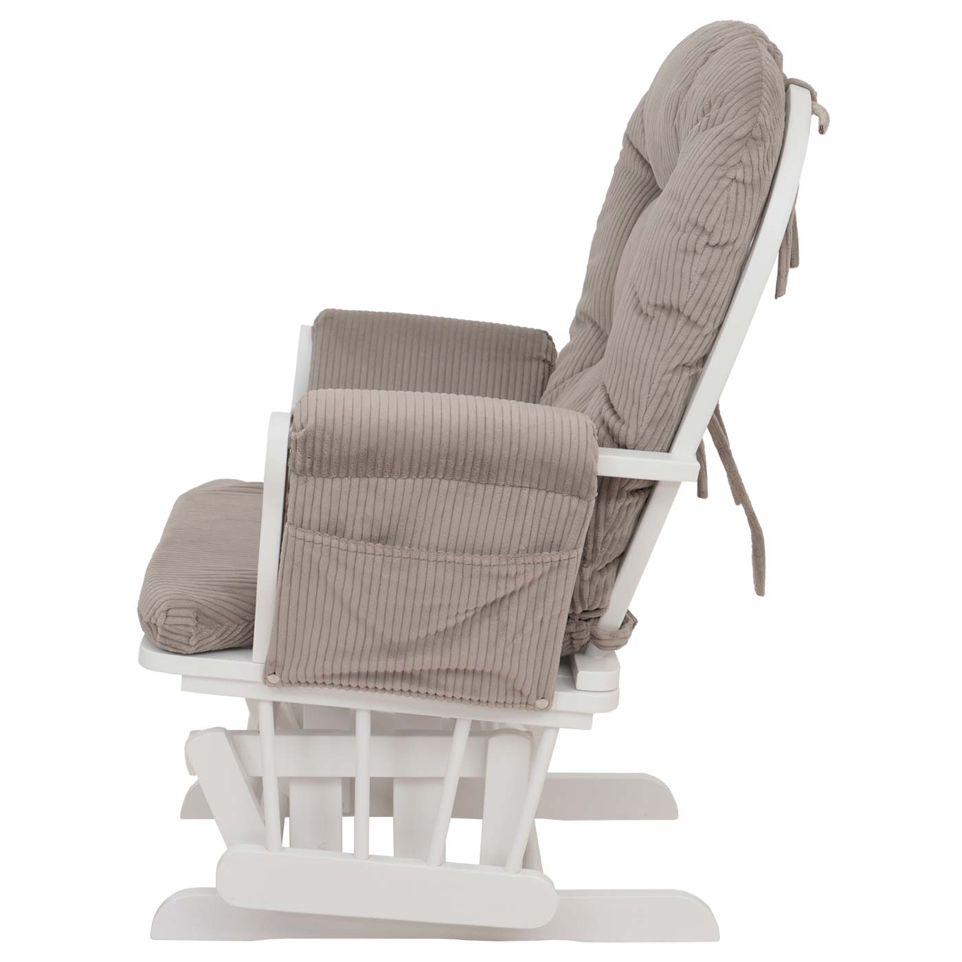 Cosmo Casa - Ontspannings-Schommelstoel met Kruk - Stoffen Koord - Lichtgrijs - Wit Frame