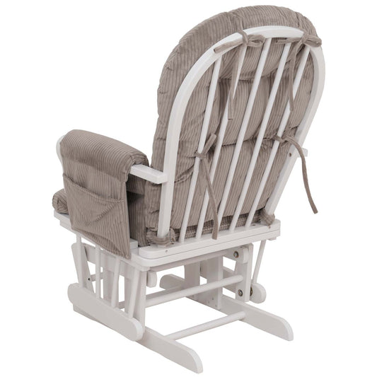 Cosmo Casa - Ontspannings-Schommelstoel met Kruk - Stoffen Koord - Lichtgrijs - Wit Frame