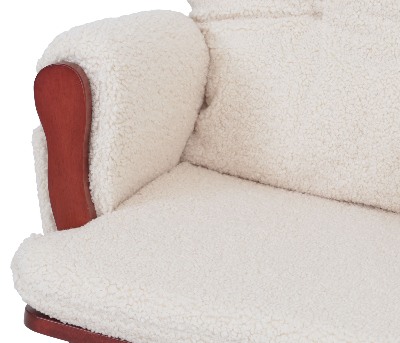 Cosmo Casa - Schommel Relaxstoel met Kruk - Bouclé Bekleding - Crèmekleurig Frame - Donkere Bekleding