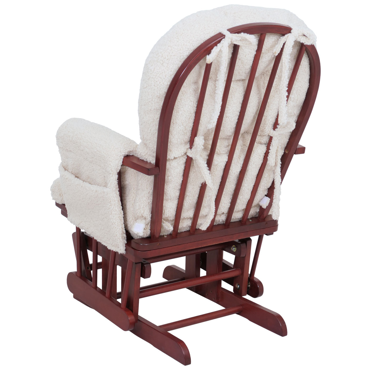 Cosmo Casa - Schommel Relaxstoel met Kruk - Bouclé Bekleding - Crèmekleurig Frame - Donkere Bekleding